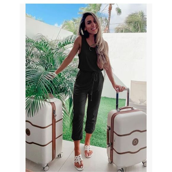 NEW Black Pretty garden Sleeveless Jumpsuit One Piece M - Picture 2 of 6